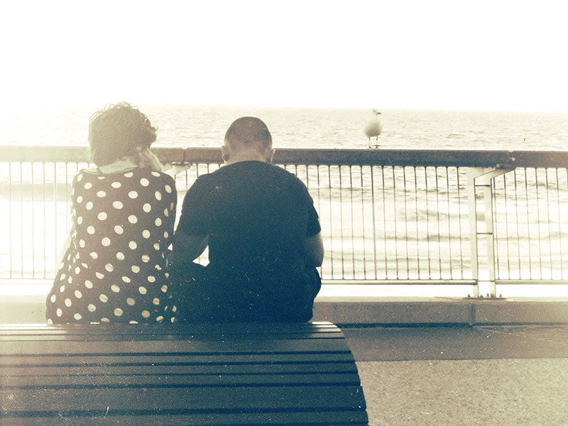 A couple talking about their exes.