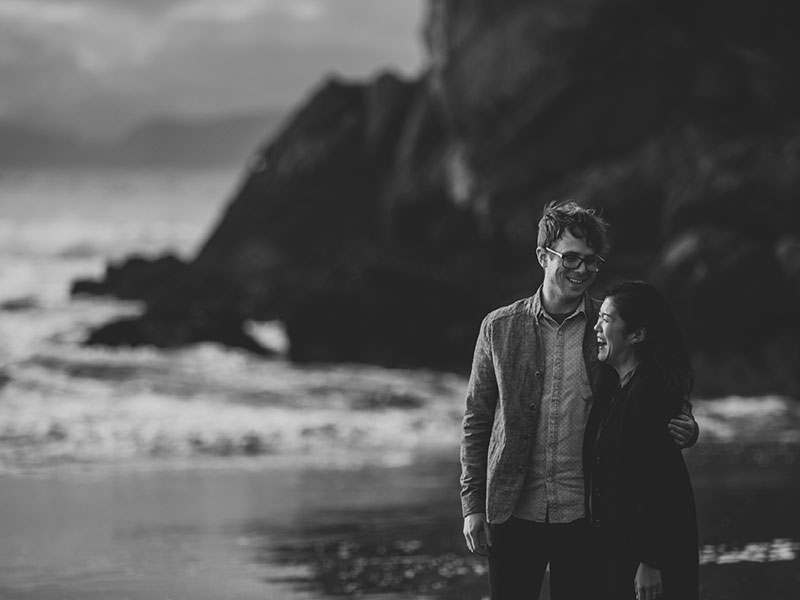 Two people on a beach on a date.
