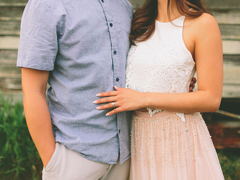 A man who was showing signs he wants to marry you, standing next to his finance as she shows off her ring.