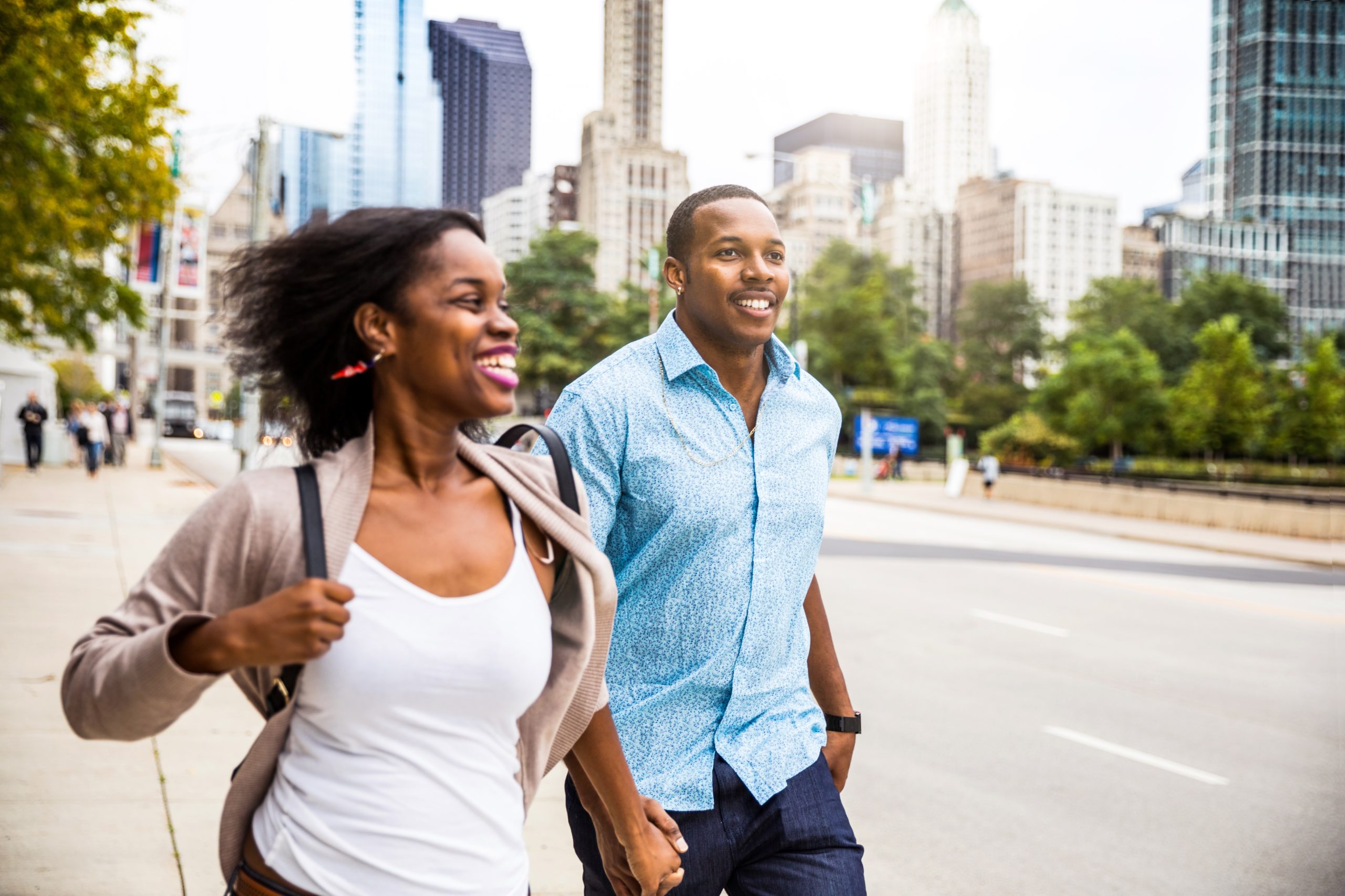 happy couple dating in Chicago